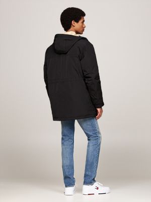 parka de lona con relleno de plumón negro de hombres tommy jeans