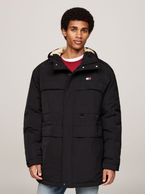 black canvas down parka for men tommy jeans