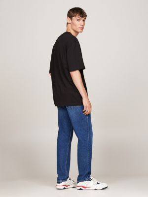 zwart oversized t-shirt met logo voor heren - tommy jeans