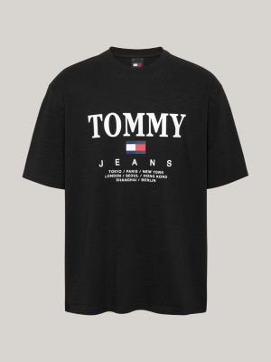 zwart oversized t-shirt met logo voor heren - tommy jeans