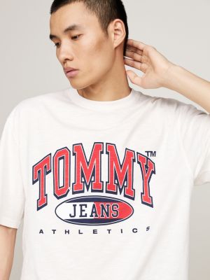 grau oversized fit t-shirt mit logo für herren - tommy jeans