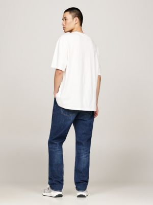 t-shirt oversize à logo gris pour hommes tommy jeans