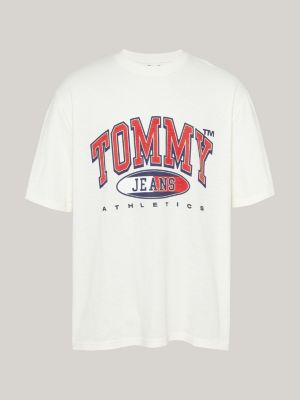 t-shirt oversize con logo grigio da uomini tommy jeans