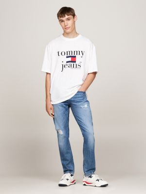 weiß oversized fit t-shirt mit logo für herren - tommy jeans