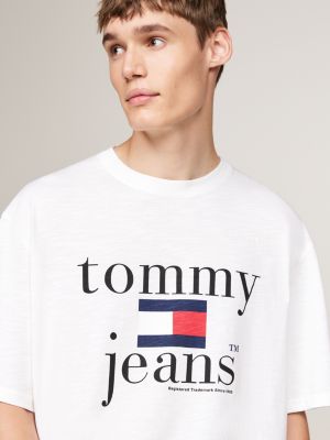 weiß oversized fit t-shirt mit logo für herren - tommy jeans