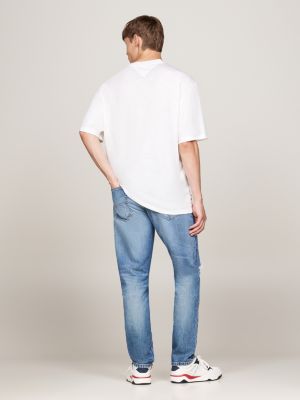 weiß oversized fit t-shirt mit logo für herren - tommy jeans