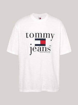 weiß oversized fit t-shirt mit logo für herren - tommy jeans