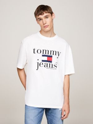 camiseta oversize con logo white de hombres tommy jeans