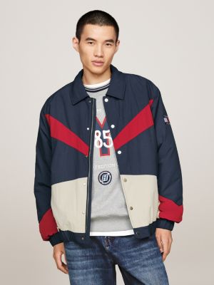 veste de coach décontractée tj x game day bleu pour hommes tommy jeans