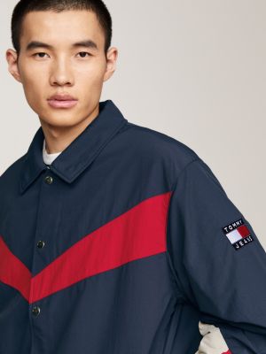 veste de coach décontractée tj x game day bleu pour hommes tommy jeans