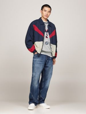 veste de coach décontractée tj x game day bleu pour hommes tommy jeans