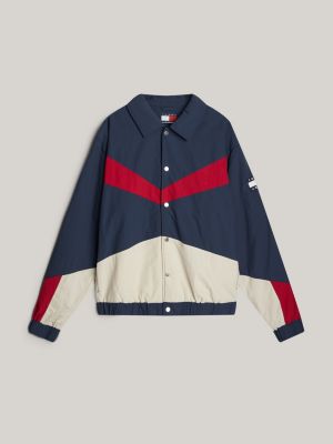 blue tj x game day relaxed coach jacket for men tommy jeans