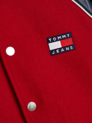 giacca varsity tj x game day con logo sul retro rosso da uomini tommy jeans