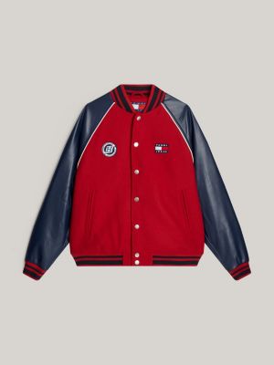 red tj x game day varsity-jacke mit rückenlogo für herren - tommy jeans