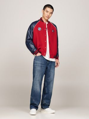 jean décontracté tj x game day à coutures bleu pour hommes tommy jeans