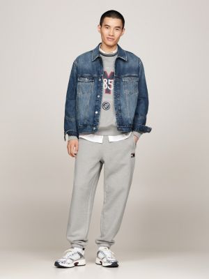 joggers tj x game day relaxed fit con logo grigio da uomini tommy jeans