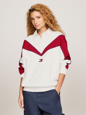 polo rugby tj x game day bianco da uomini tommy jeans