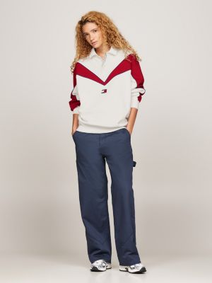 weiß tj x game day rugby-shirt für herren - tommy jeans