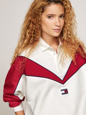 polo rugby tj x game day bianco da uomini tommy jeans