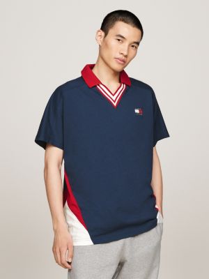 polo tj x game day con scollatura a v blu da uomini tommy jeans