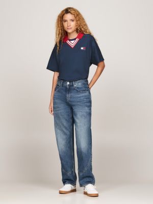 chaleco polo de pico tj x game day azul de hombres tommy jeans