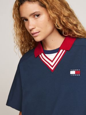 polo tj x game day con scollatura a v blu da uomini tommy jeans