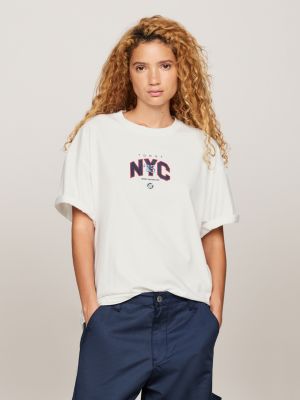 t-shirt tj x game day relaxed fit bianco da uomini tommy jeans