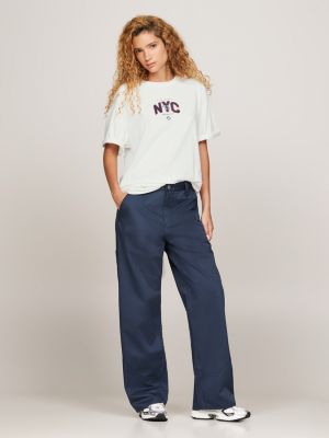 t-shirt tj x game day relaxed fit bianco da uomini tommy jeans