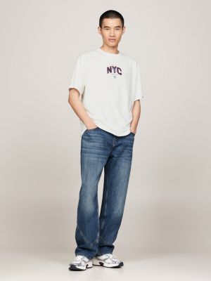 wit tj x game day relaxed fit t-shirt voor heren - tommy jeans