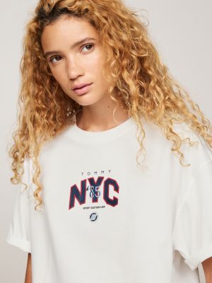 t-shirt tj x game day relaxed fit bianco da uomini tommy jeans