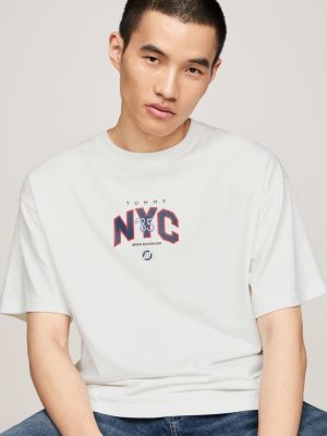 wit tj x game day relaxed fit t-shirt voor heren - tommy jeans