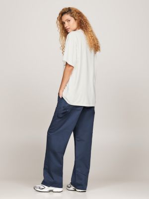 wit tj x game day relaxed fit t-shirt voor heren - tommy jeans