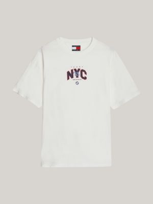 t-shirt tj x game day relaxed fit white da uomini tommy jeans