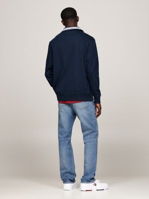 polo de rugby oversize con escudo bordado azul de hombres tommy jeans