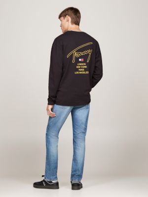 black signature logo long sleeve t-shirt for men tommy jeans