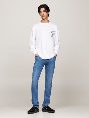 white signature logo long sleeve t-shirt for men tommy jeans