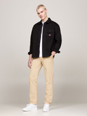 surchemise casual à poche boutonnée noir pour hommes tommy jeans