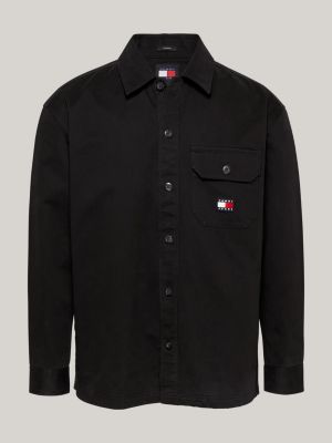 sobrecamisa informal con bolsillo negro de hombres tommy jeans