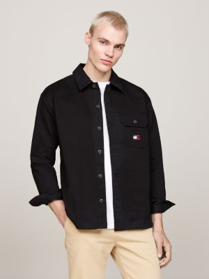 black buttoned pocket casual overshirt for men tommy jeans