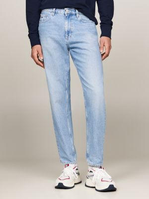 blue isaac relaxed tapered faded jeans for men tommy jeans