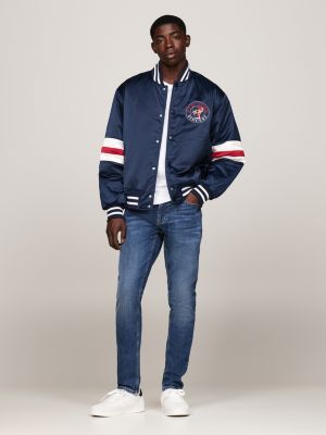 blue austin slim tapered jeans mit whisker-effekt für herren - tommy jeans