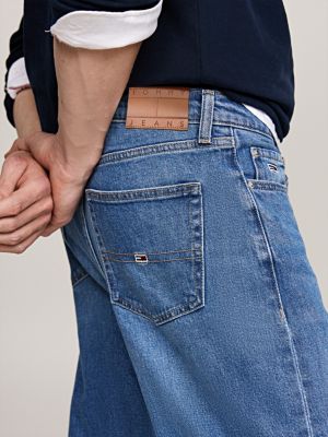 blau isaac relaxed tapered jeans mit fade-effekt für herren - tommy jeans