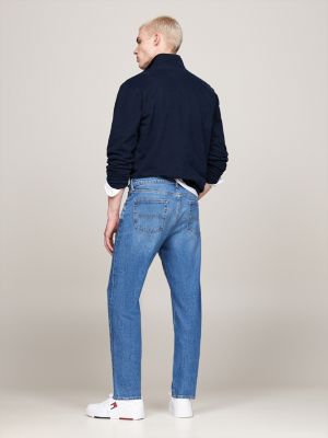 blau isaac relaxed tapered jeans mit fade-effekt für herren - tommy jeans