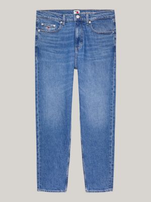 blau isaac relaxed tapered jeans mit fade-effekt für herren - tommy jeans