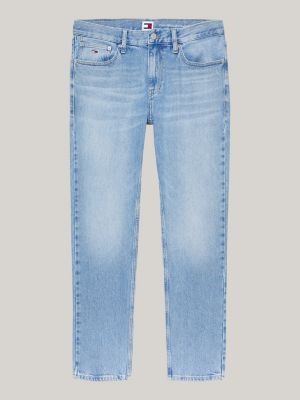 blau ryan slim straight jeans mit fade-effekt für herren - tommy jeans