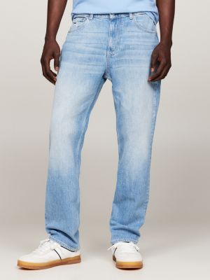 blau ryan slim straight jeans mit fade-effekt für herren - tommy jeans