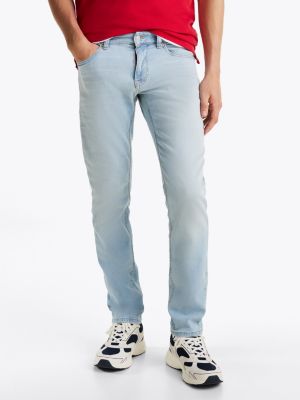 jeans scanton slim fit sbiaditi blu da uomini tommy jeans