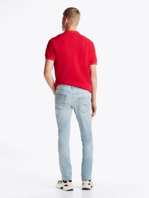 jean slim scanton délavé bleu pour hommes tommy jeans