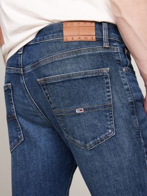 blau scanton slim jeans mit fade-effekt für herren - tommy jeans