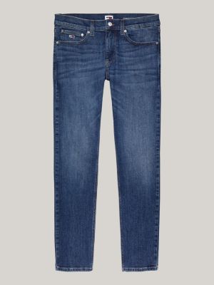 blau scanton slim jeans mit fade-effekt für herren - tommy jeans